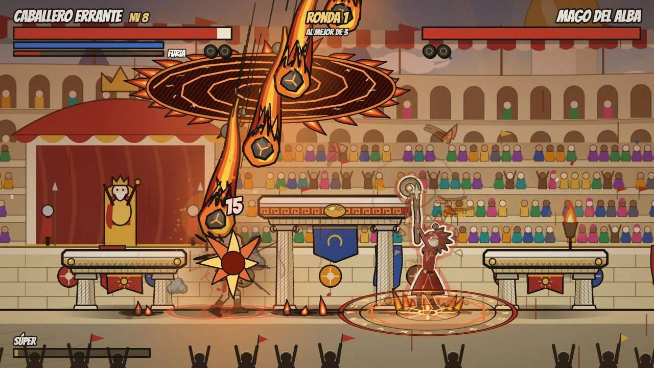 Meteor Rain hits the Wandering Knight in the coliseum